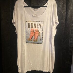 Love J White Graphic Tee with Gold Accents